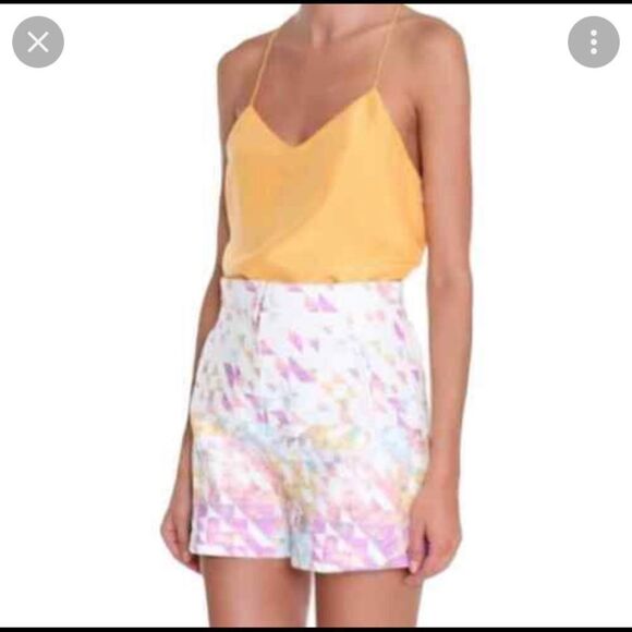 Tibi New York shorts velocity printed high rise colorful floral daisy shorts 4 - Picture 4 of 9